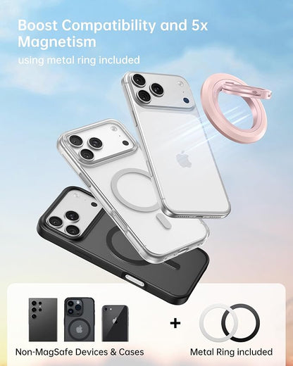 SYNCWIRE for MagSafe Ring Phone Holder, 360° Rotation Magnetic Cell Phone Grip Dual-Sided Magnets Phone Ring Kickstand Compatible with iPhone 17 16 15 14 13 12 Pro Max MagSafe, Android, Samsung etc.