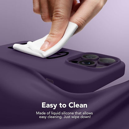 GONEZ for iPhone 14 Pro Case, Compatible with Magsafe, with Screen Protector + Camera Lens Protector, Soft Anti-Scratch Microfiber Lining, Shockproof Liquid Silicone Phone Cover, Deep Purple