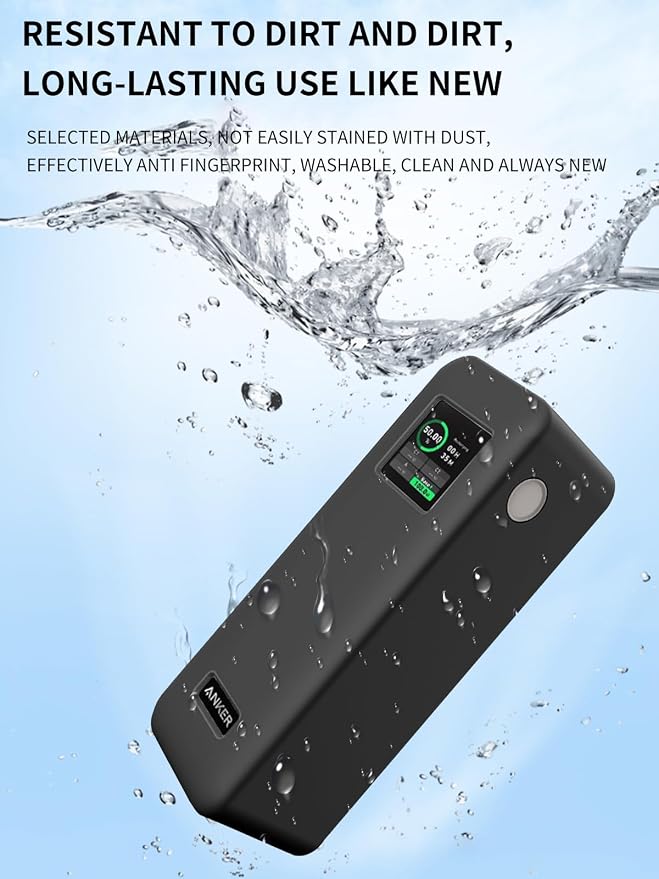 Case for Anker Prime 27,650mAh Power Bank (250W) with 100W Charging Base,Soft Skin Silicone Case Cover with Lanyard，Full Protective Case for -Black