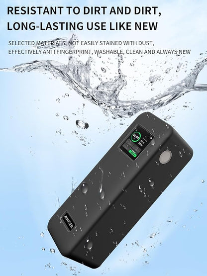 Case for Anker Prime 27,650mAh Power Bank (250W) with 100W Charging Base,Soft Skin Silicone Case Cover with Lanyard，Full Protective Case for -Black