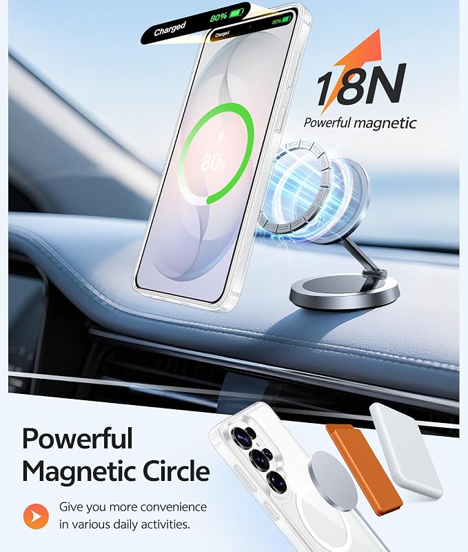 FNTCASE for Samsung Galaxy S26-Ultra Case: [Fit for Magsafe] [Screen Protector] Anti Yellowing Transparent Clear Military Grade - Shockproof Protective Phone Cover - Clear