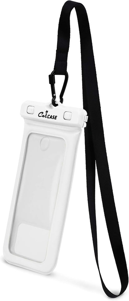 CaliCase Universal Waterproof Floating Phone Pouch - IPX8 Waterproof Floating Phone Case with Lanyard for iPhone X-15/ S20-S24/ Pixel 4-8 - White