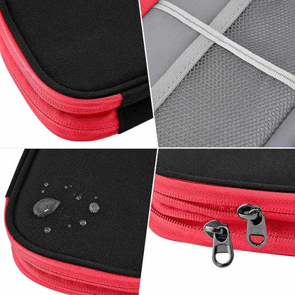 ZINZ Electronic Accessories Organizer, Travel Cable Carry Pouch Storage Bag for Laptop Attachment Cable, Cord, Charger, Earphone etc,Black-Red