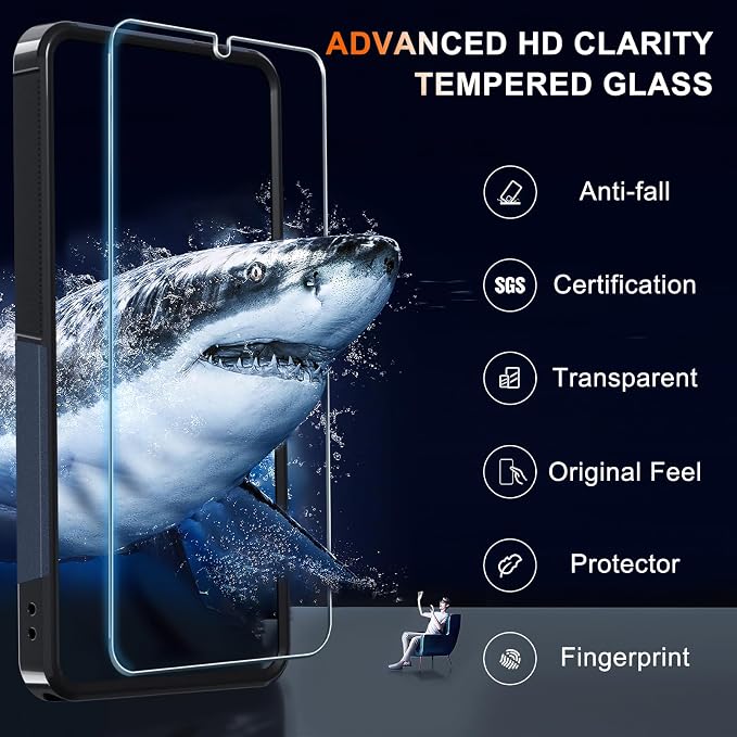 for Samsung Galaxy S26 Ultra Case with Screen Protector+Camera Lens Cover,Military Grade Heavy Duty Shockproof Phone Cover with Wrist Lanyard Strap for Samsung S26Ultra,Navy Blue