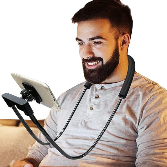 Phone Holder for Bed, Upgraded Neck Phone Holder Lazy Phones Stand 360°Rotation Gooseneck Phone Support Hands Free for 4-10in Phones (Black)