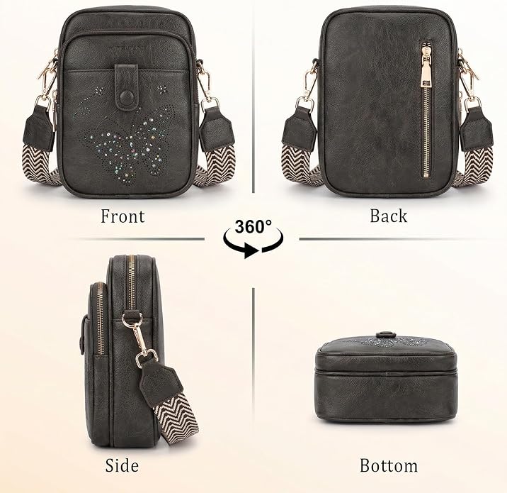 KITEVIUN Crossbody Bags for Women Leather Crossbody Purse Small Shoulder Phone Purse with Adjustable Strap & RFID Card Slots