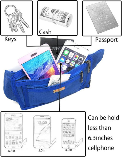 Naoki Outdoor Sports Running Jogging Cycling Hiking Camping Climbing Travel Ultra-thin Waterproof Polyester Waist Pack/Bag Runner Belt(Navy)