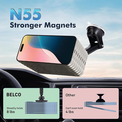 Magnetic Phone Holder for Car – Suction Cup Phone Mount with Adjustable Rotating Arm and Lock Mechanism for Dashboard, Windshield, Air Vent – Compatible with iPhone and Android