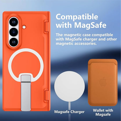 For Samsung Galaxy Z Fold 8 Ultra Case with Kickstand & Screen Protector | MagSafe-Compatible,Military Grade Drop Tested Non-Slip Slim Shockproof Case for Samsung Galaxy Z Fold 8 Ultra-Orange