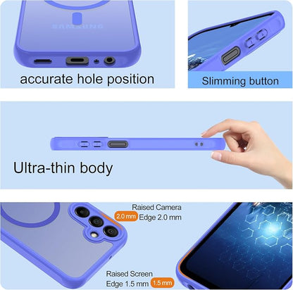 Compatible for Samsung Galaxy A15 5G Phone Case: A15 Case with 2PC Tempered Glass Screen Protector, Wireless Charging Matte Translucent Soft-Touch & Full Body Shockproof para Case Galaxy A15,Sky Blue
