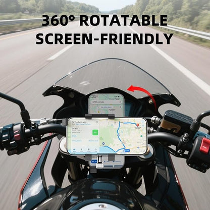 Aluminum Phone Holder for Bike–Universal Bike Cell Phone Holder Fits All Phones 4-7",Waterproof & Shockproof Motorcycle Phone Mount,360° Rotation Bicycle Phone Mount for E-Bike,Scooter,ATV