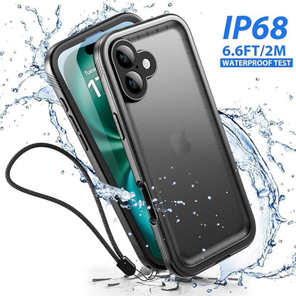SPORTLINK for iPhone 16 Waterproof Case - Shockproof Dustproof Case with Built-in Clear Screen Protector, Full Body Heavy Duty Sealed Protective Cover for i Phone 16 6.1" Black