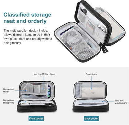 Electronic Accessories Carry Case, Electronic Accessories Organizer Carry Bag, Travel Cable Organizer Pouch, Portable Waterproof Double Layers All-in-One Storage Bag for Cord, Charger, Earphones (M)