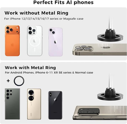 Magnetic Bed Phone Holder for Laying Down, Bedside Floor Stand with Adjustable Arm for iPhone, Headboard Phone Mount for Reading Watch Movies