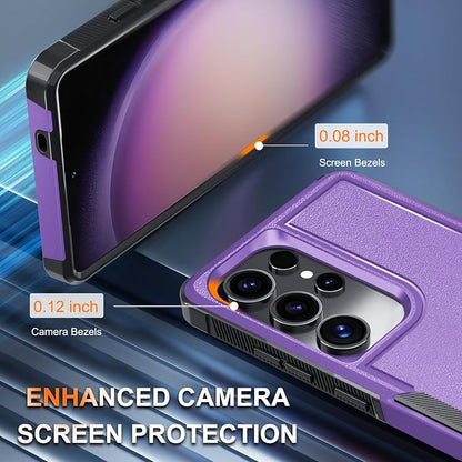 RMOCR Case for Samsung Galaxy S25 Ultra, Full Body Heavy Duty Rugged Shockproof Protective Phone Cover with Lanyard Strap, Tempered Glass Screen Protector and Camera Lens Cover, Lavender