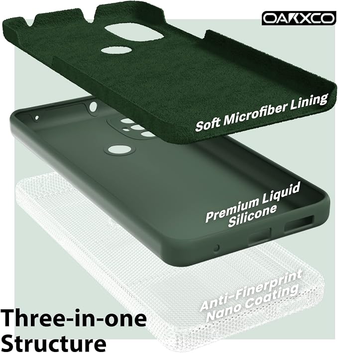 oakxco for Motorola Moto G Power 2022 Phone Case/Moto G Play 2023 Phone Case Liquid Silicone, Thin Slim Soft Rubber Gel TPU Plain Simple Cover for Women, Matte Solid Color,Dark Green