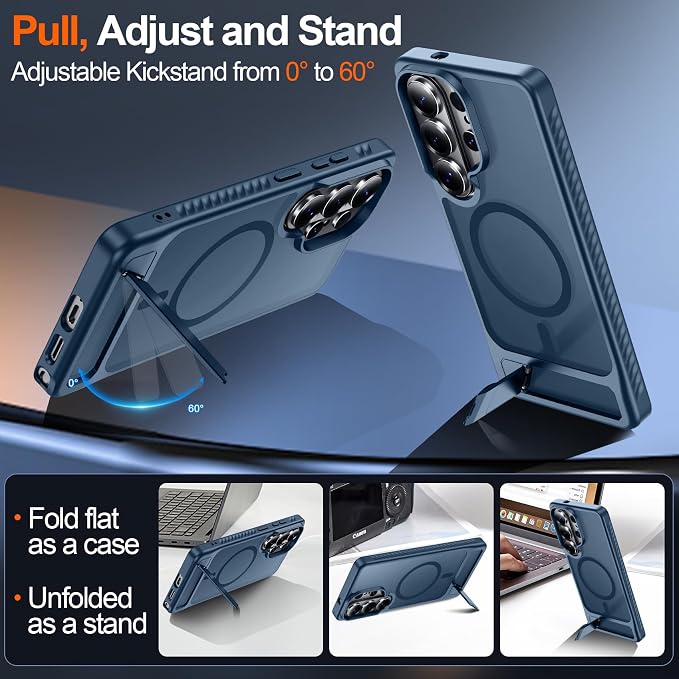 For Samsung Galaxy S26 Ultra Case with Kickstand,1*Screen Protector,[Compatible with Magsafe]Translucent Matte Military-Grade Protection,Magnetic Phone Case for Samsung Galaxy S26 Ultra,6.9"-Blue