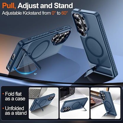 For Samsung Galaxy S26 Ultra Case with Kickstand,1*Screen Protector,[Compatible with Magsafe]Translucent Matte Military-Grade Protection,Magnetic Phone Case for Samsung Galaxy S26 Ultra,6.9"-Blue