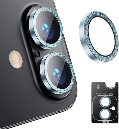 AFARER Camera Lens Protector for iPhone 17/16/16Plus,Ultra-tough HD Individual,9H Ultra-thin Tempered Glass,[Strong Adsorption][Not Easy to Break][Does not Affect Night Shots](Glitter Blue)