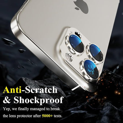 YWXTW Designed for iPhone 16 Pro/iPhone 16 Pro Max Camera Lens Protector, [1:1 Perfect Fit] Full Coverage Matte Metal Tempered Glass Camera Screen Cover Accessories, Case Friendly (Natural Titanium)