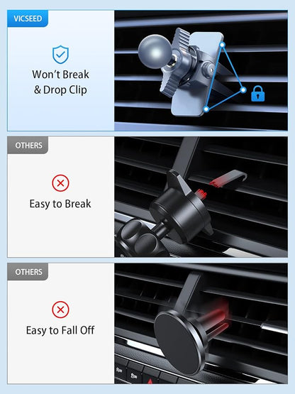 VICSEED for MagSafe Car Mount [Upgraded Strongest Magnet Power] Magnetic Phone Holder for Car Vent 360 Adjustable Magnetic Car Phone Holder Mount for iPhone 16 Pro Max 15 14 13 12 Plus Mini