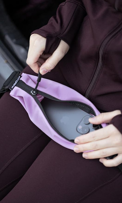Fitgriff® Running Belt V2 for Men & Women - Slim Fanny Pack, Phone Holder for Jogging, (Fits All Cell Phones) - Money Belt, Runners Waist Pouch (Purple, One Size (Waist 24.4 – 43.3 inches))