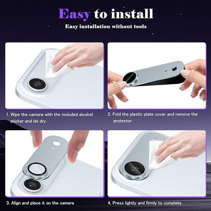 Camera Lens Protector for iPhone Air (iPhone 17 Air) Camera Lens Protector [Strong Adsorption] [Not Easy to Break] Metal Tempered Glass Rear Camera Screen Cover - Titanium Grey