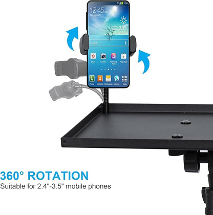 Projector Stand Tripod Adjustable, Laptop Height from 23.5 to 46.5 inches with Gooseneck Phone Holder, Floor for Office, Home, Stage, Studio, DJ Racks Holder Mount, 23.5inch-46.5inch