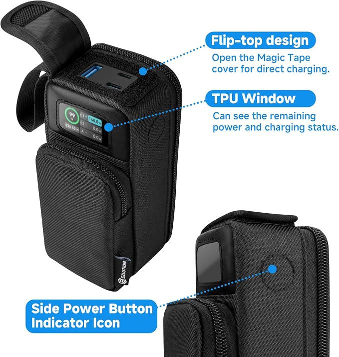 Travel Case for Anker 737 Power Bank 24,000mAh 3-Port, Protective Storage Bag Pouch for Anker 737 PowerCore 24K Portable Charger (Case Only) - Black