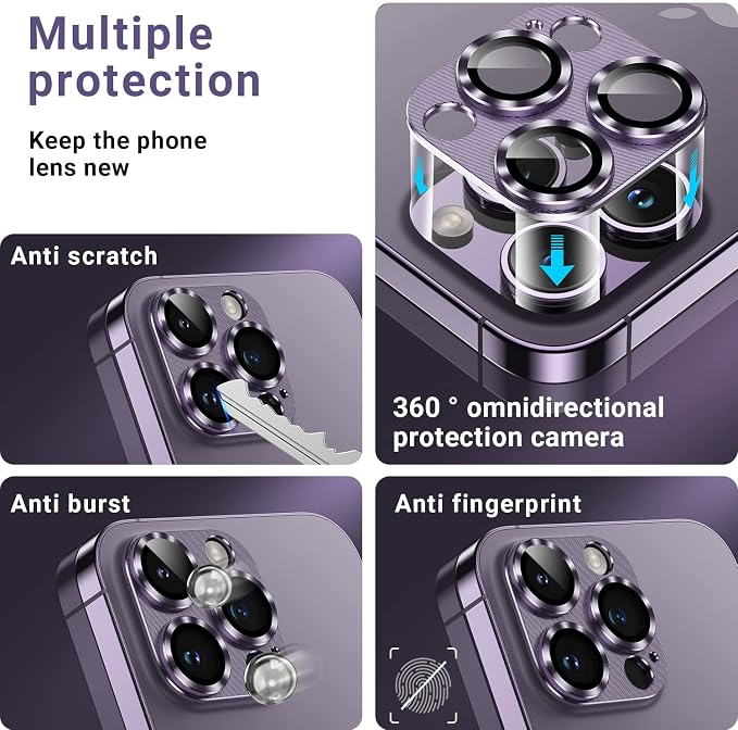 Korecase 2 Pack Camera Protector Compatible with iPhone 14 Pro & iPhone 14 Pro max Whole Piece 9H Tempered Glass Anti Scratch Dust Strong Adhesion full coverage Protective Gold