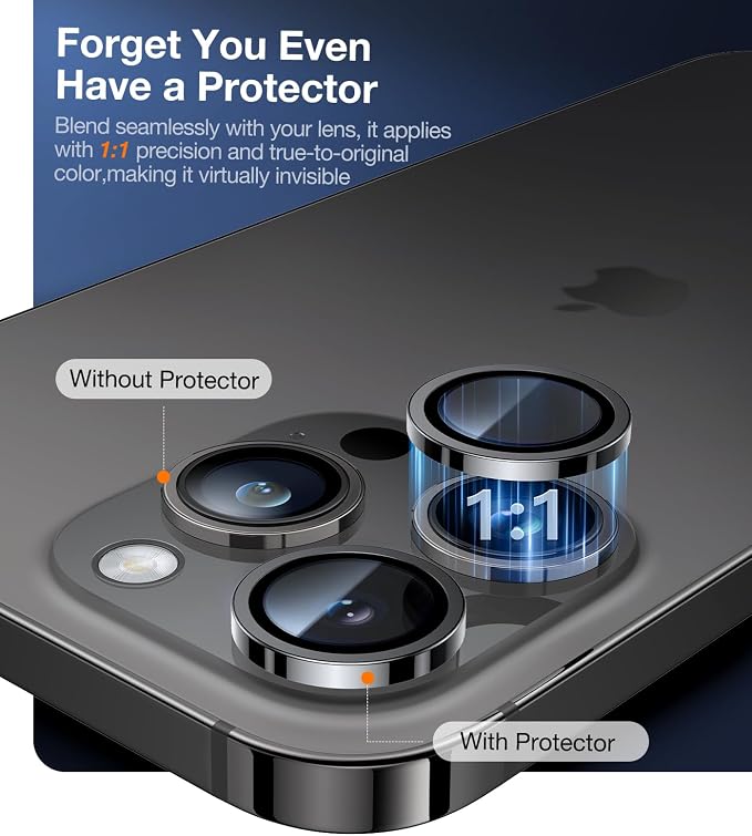 UltraGlass UNBREAK TOP 9H+ Glass for iPhone 14 Pro Max/14 Pro Lens Protector [Military Grade Shatterproof & Longest Durable] Camera Lens Protector 14 Pro/ 14 Pro Max Tempered Glass, Deep Purple