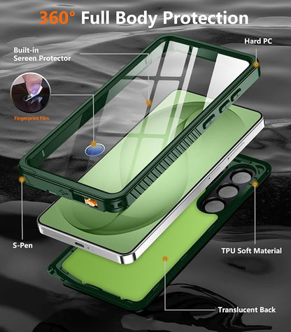 Temdan Designed for Samsung Galaxy S26 Ultra Case Waterproof, Built-in Lens & Screen Protector Military Grade Shockproof Dropproof IP68 Underwater Full Body Phone Case for Galaxy S26 Ultra 6.9"-Green