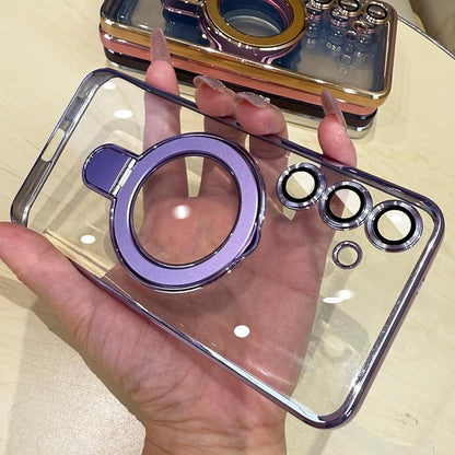 Magnetic Ring Case for Samsung Galaxy S24 Plus Case Kickstand Compatible with MagSafe Built-in Camera Lens Protector Shockproof Phone Case for Samsung S24Plus - Purple
