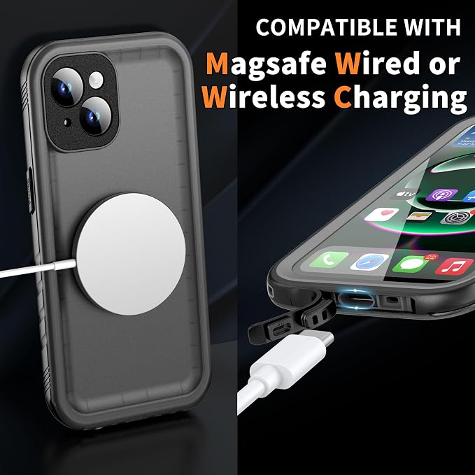 Cozycase TOP Military Protective Case for iPhone 13 IP68 Waterproof Heavy Duty 360 Shockproof Full Body With Screen Camera Protector Double Dustproof Hard Tough Front Back Cover i Phone 13 Proof Case