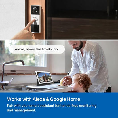 Tapo 2K Wireless Smart Video Doorbell with Chime - 160° Ultra-Wide View,Person Detection, Ring Call, 2-Way Audio, Subscription-Free Local Storage/Optional Cloud, Motion Only Alert, D210