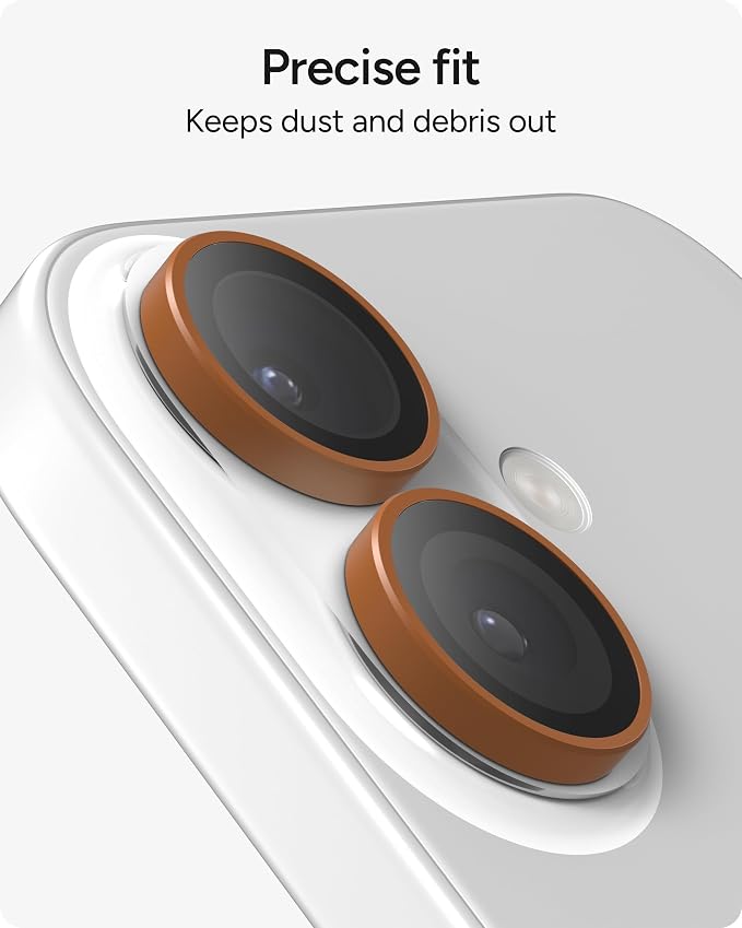 ZAGG iPhone Camera Lens Protector for iPhone 17/16/ 16 Plus - Orange, Camera Ring, Maximum Impact & Scratch Protection, Anti-Reflective Technology, Smudge-Resistant, Precise Fit, Glass Elite