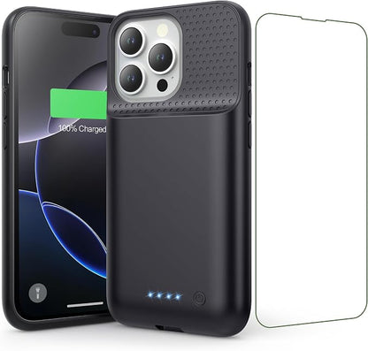 Battery Case for iPhone 16 Pro, [2025 Upgraded] 7500mAh Ultra-Slim Portable Smart Charging Case Rechargeable Protective Extended Charging Cover Only for iPhone 16Pro Battery Pack (6.3 Inch), Black