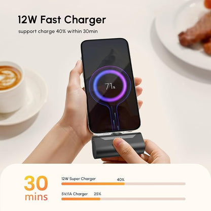 Small Portable USB C Power Bank for iPhone 15/16/17 series, 4800mah Little Portable Charger for Samsung Galaxy Note Series, Lightweight Handy USB Type C Backup External Battery Pack for Android-Black
