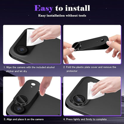 Camera Lens Protector for iPhone Air (iPhone 17 Air) Camera Lens Protector [Strong Adsorption] [Not Easy to Break] Metal Tempered Glass Rear Camera Screen Cover - Black
