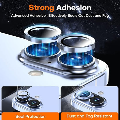 Camera Lens Protector for iPhone 17/16/16 Plus,Tempered Glass Metal Individual Camera Cover Screen[Anti-drop] Case Friendly- Mist Blue