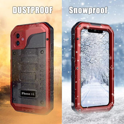 Beasyjoy for iPhone 11 Heavy Duty Waterproof Metal Case - Full Body Protective Shockproof Dustproof Military Grade Rugged Defender Outdoor Case (Red)