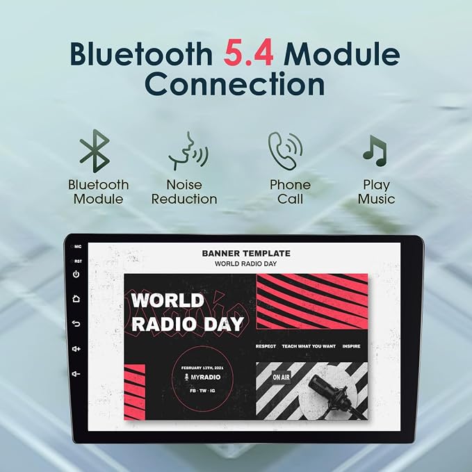 10" Double Din Car Stereo Wireless CarPlay Android Auto, 64GB HD Touch Screen Car Radio, Bluetooth 5.4, Backup Camera, GPS, Universal Fit for All Cars