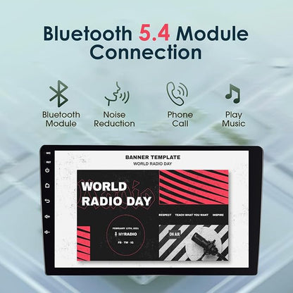 10" Double Din Car Stereo Wireless CarPlay Android Auto, 64GB HD Touch Screen Car Radio, Bluetooth 5.4, Backup Camera, GPS, Universal Fit for All Cars