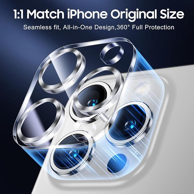 UniqueMe Compatible for 3 Pack iPhone 15 Pro/iPhone 15 Pro Max Camera Lens Protector, [Drop Protection][Case Friendly] 9H Tempered Glass Camera Cover Screen [2023 New Version]- White