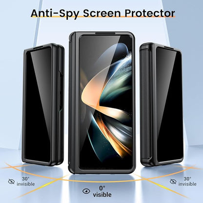 VEGO for Galaxy Z Fold 4 Case Built-in Privacy Screen Protector& Kickstand | Slide Camera Cover & Hinge Protection Full-Body Protective Phone Cover for Samsung Galaxy Z Fold 4 5G - Black