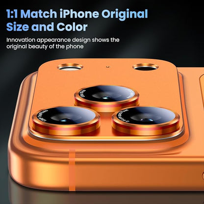 Uyiton for iPhone 17 Pro Max Camera Lens Protector - [Unique Typography + Phone Lens Red Circle Design] Metal Tempered Glass Camera Cover, Cosmic Orange + Red