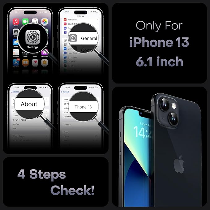 TOCOL Magnetic for iPhone 13 Case, Upgraded Full Camera Protection, Compatible with Magsafe, Drop Protection, Translucent Matte Back Bumper Phone Cover 6.1-Inch (Black)