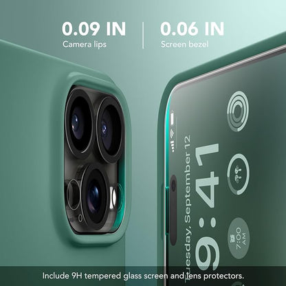 GONEZ Magnetic for iPhone 16 Pro Max Case, Compatible with MagSafe, Liquid Silicone Case, with Screen Protector + Camera Protector, Full Body Protective Shockproof Phone Cover 6.9", Midnight Green