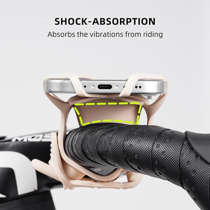 Bike Phone Mount for Handlebar – Scratch-Free Silicone Holder with Anti-Slip Grip, Universal Cycling Phone Stand Compatible with iPhone/Samsung (4.0"-7.2"),Horizontal & Vertical Installation