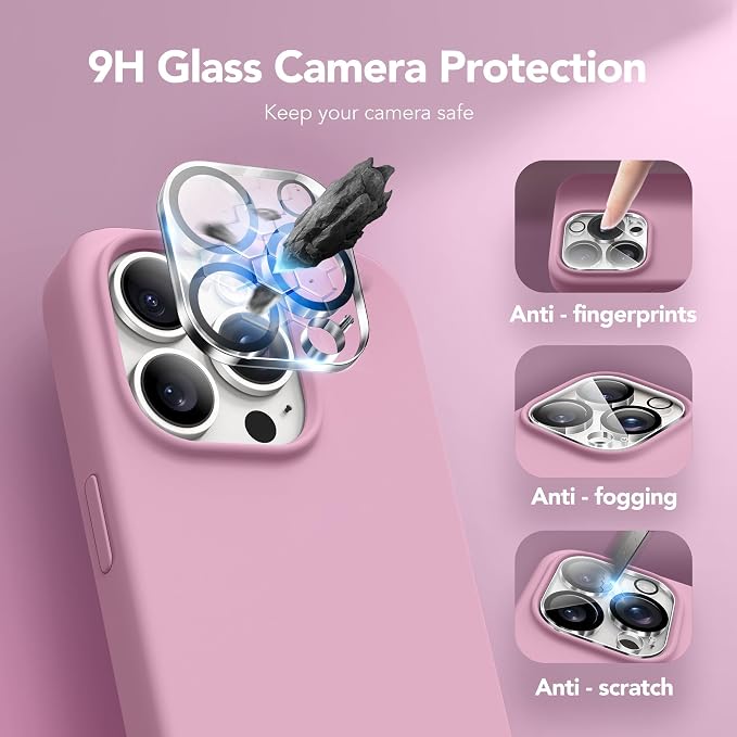 GONEZ Magnetic for iPhone 15 Pro Case, Compatible with MagSafe, [Screen Protector + Camera Lens Protector], Silicone Shockproof Anti-Scratch Protective Phone Case 6.1 inch, Blackcurrant